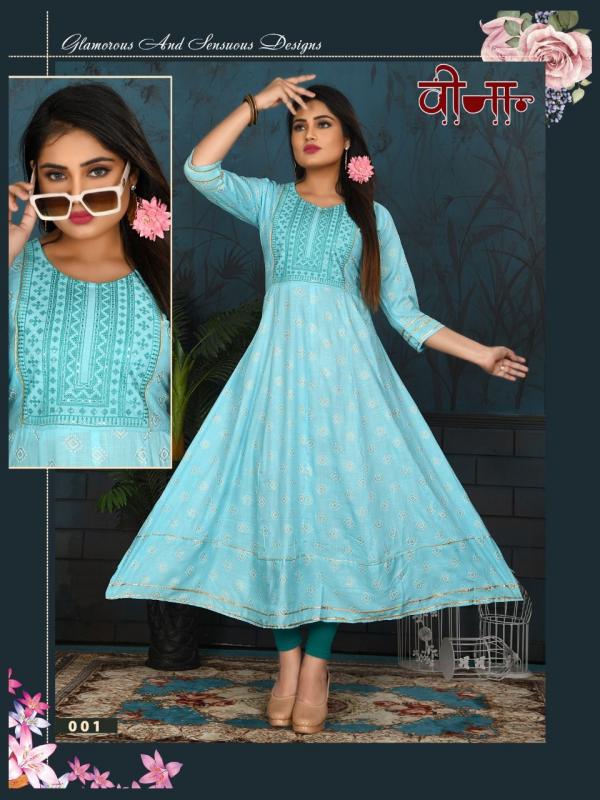 Trendy Veena Rayoyon Slub Print Designer kurti collection